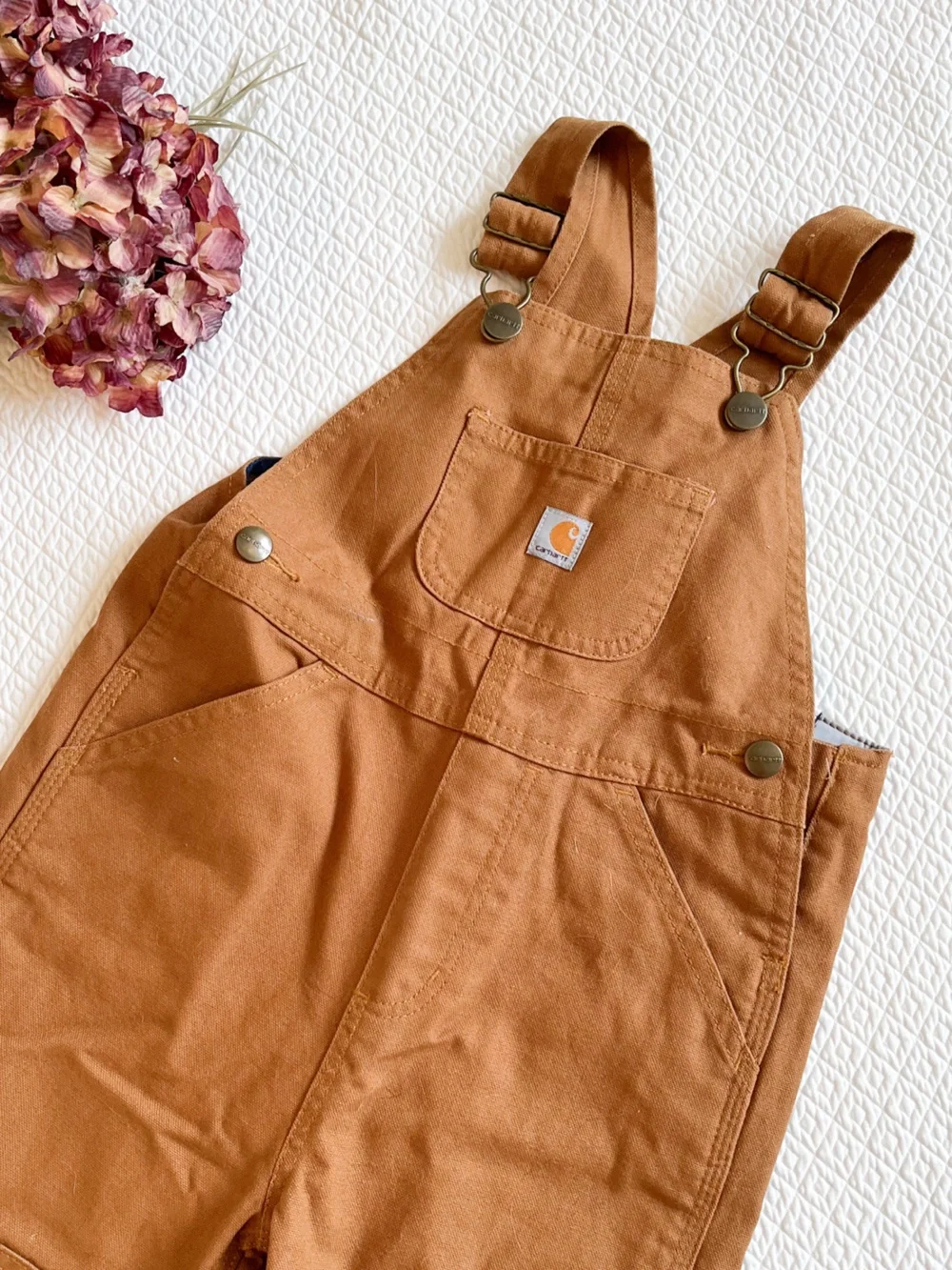 Carhartt Toddler Flannel-Lined Canvas Overalls Size 3T - Picture 1 of 9